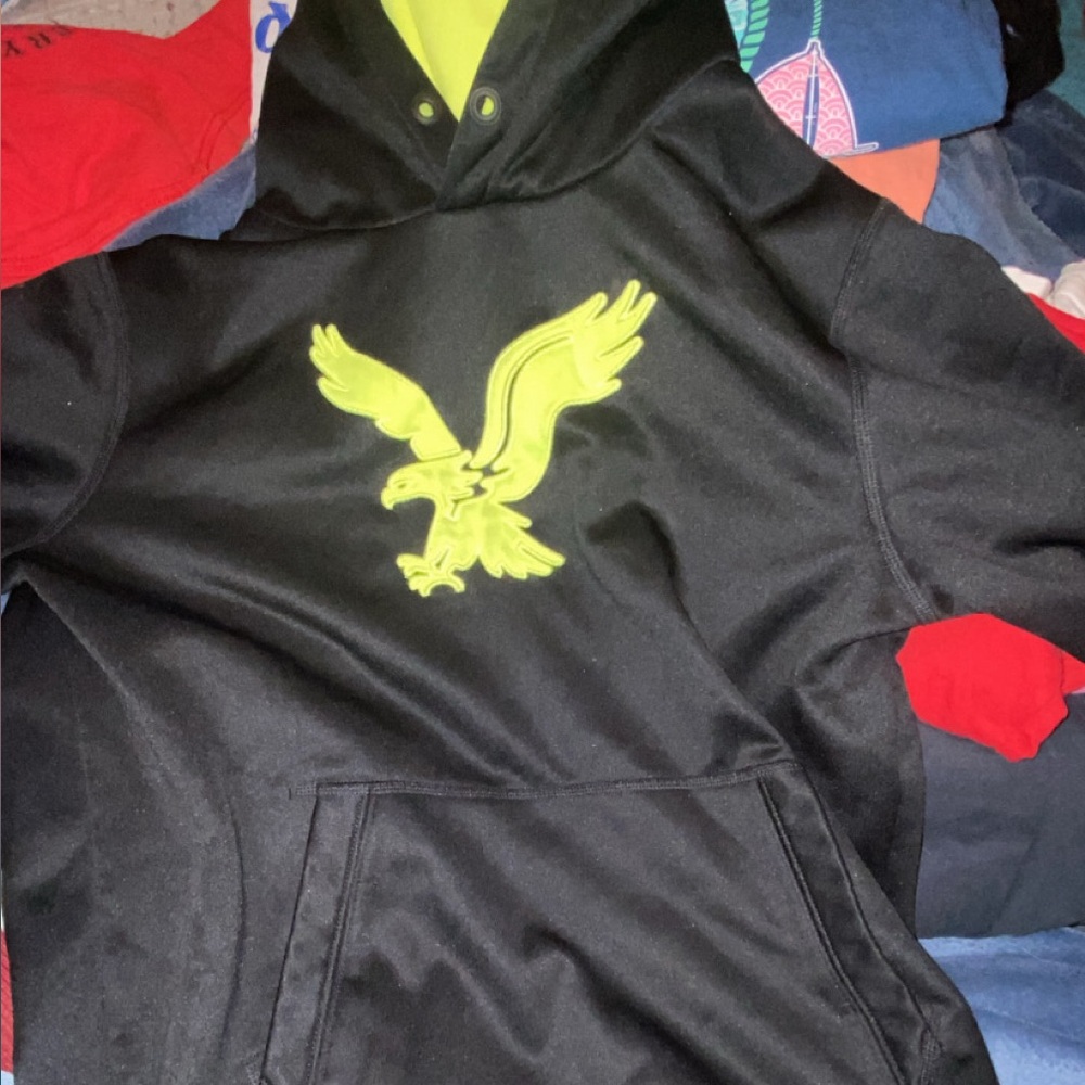 Black Hoodie with Yellow Eagle Design